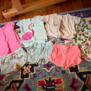 Carter's Animal Print Matching Set summer short sleeve tops 4T shorts flamingo